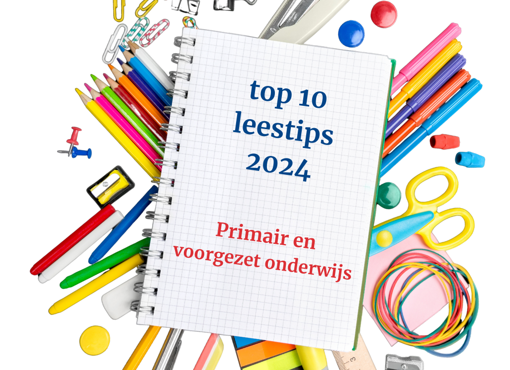 Top 10 leestips 2024 - Afbeelding van kladblok met schoolspullen