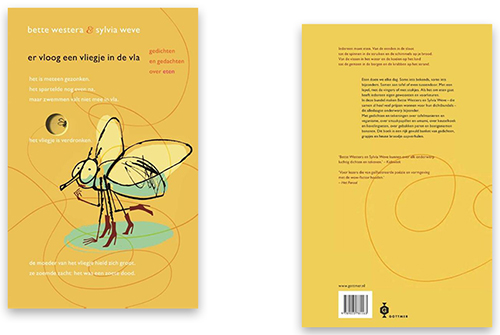 De voor- en achterkant van 'Er vloog een vliegje in de vla'