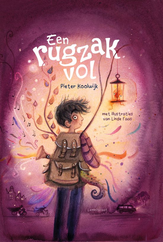Close reading Een rugzak vol Boekcover van 'Een rugzak vol' met een paarse voorkant met een kind met rugzak