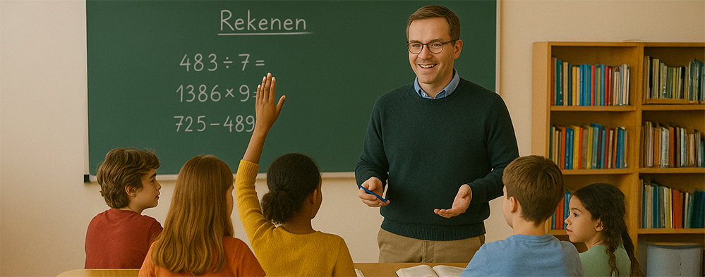 Kinderen van diverse komaf in de klas met leraar