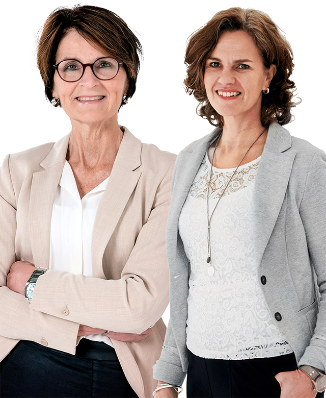 Samengestelde foto Brigitta Mathijssen en Simone Kessels Onderwijsadviseurs Brigitta en Simone