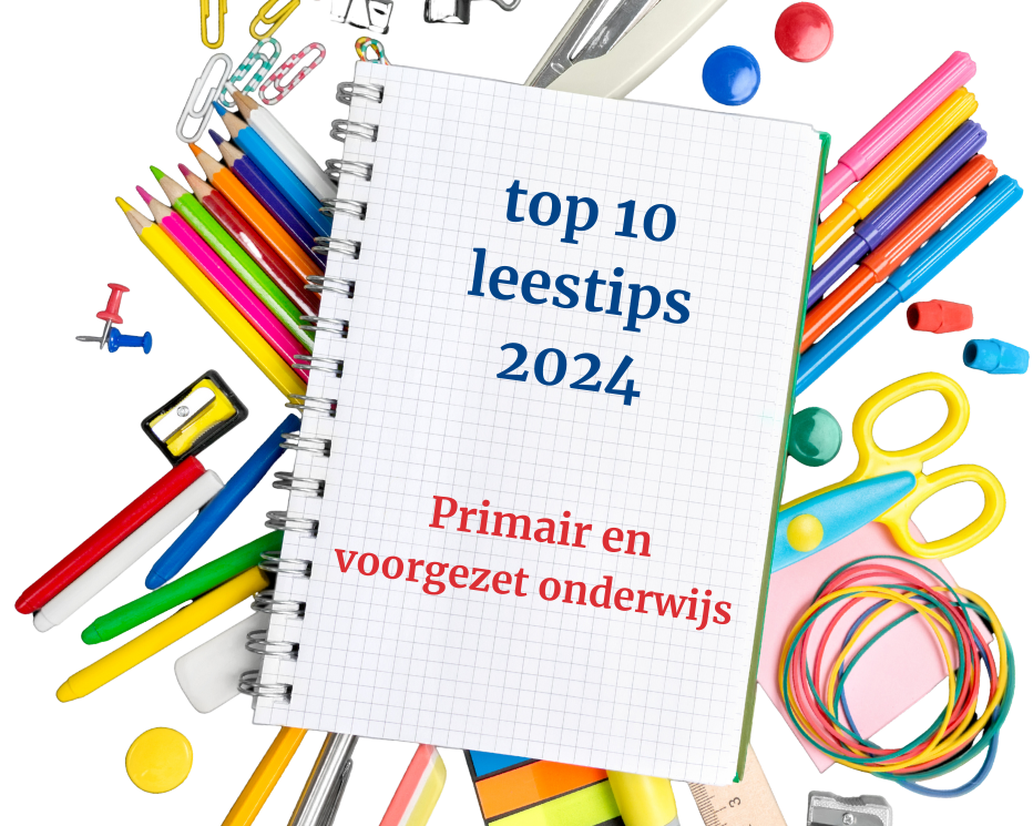 Top 10 leestips 2024 - Afbeelding van kladblok met schoolspullen