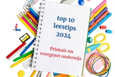 Top 10 leestips 2024 - Afbeelding van kladblok met schoolspullen