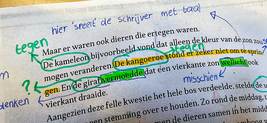 Close Reading: Voorbeeld van aantekeningen bij de tekst